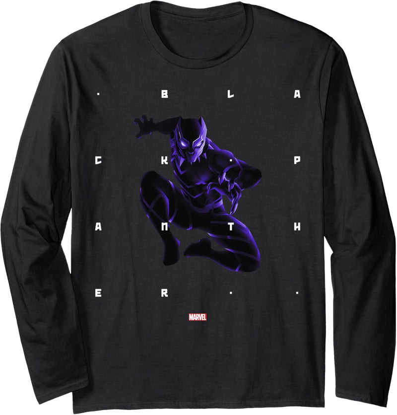 Marvel Black Panther Word Stack Halftone Portrait Langarmshirt