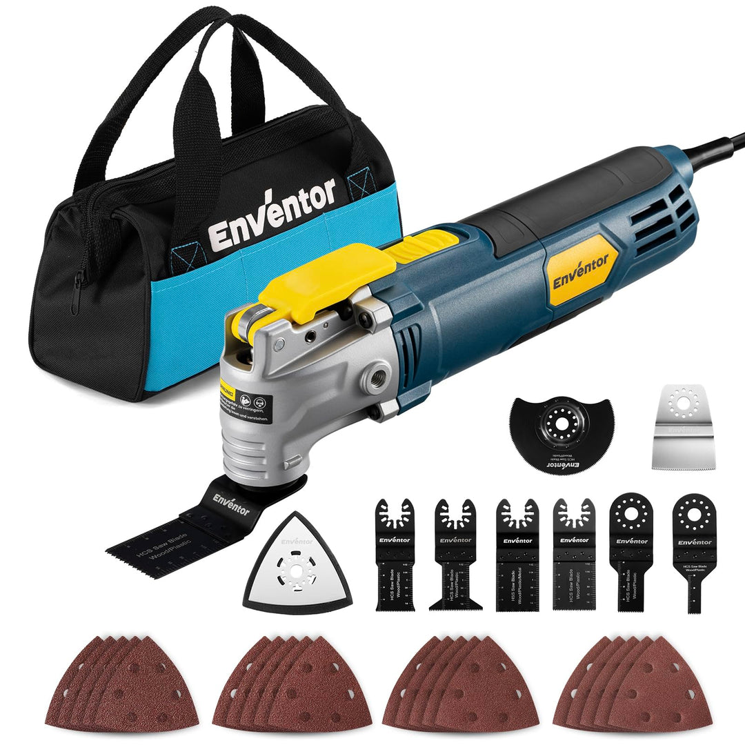 Enventor Oszillationswerkzeug mit 30 Zubehör, Schnellwechsel, 500W | 6 Variable Geschwindigkeit, Hil