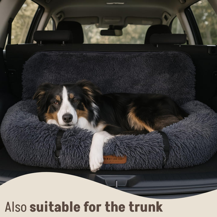 Autositz Hund Deluxe - Hundekorb Auto mit Sicherheitsgurt - Auto Hund - Hundesitz - Autositz - Beige