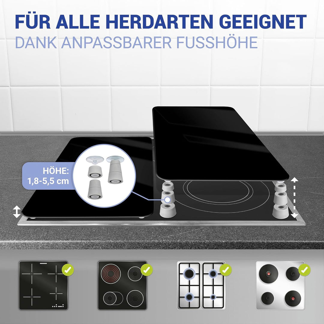 WENKO Herdabdeckplatte Universal Schwarz, 2er Set Herdabdeckung für alle Herdarten aus gehärtetem Gl