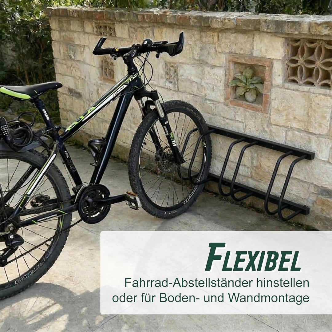 Relaxdays Fahrradständer Boden &amp; Wandmontage, 4 Räder, bis 65 mm Reifenbreite, Garage, Hof, Reihenpa