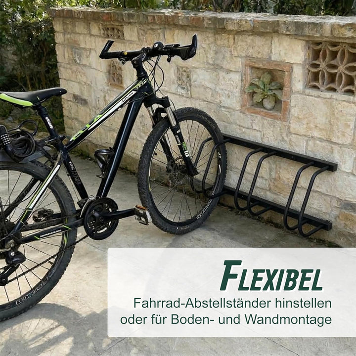 Relaxdays Fahrradständer Boden &amp; Wandmontage, 4 Räder, bis 65 mm Reifenbreite, Garage, Hof, Reihenpa