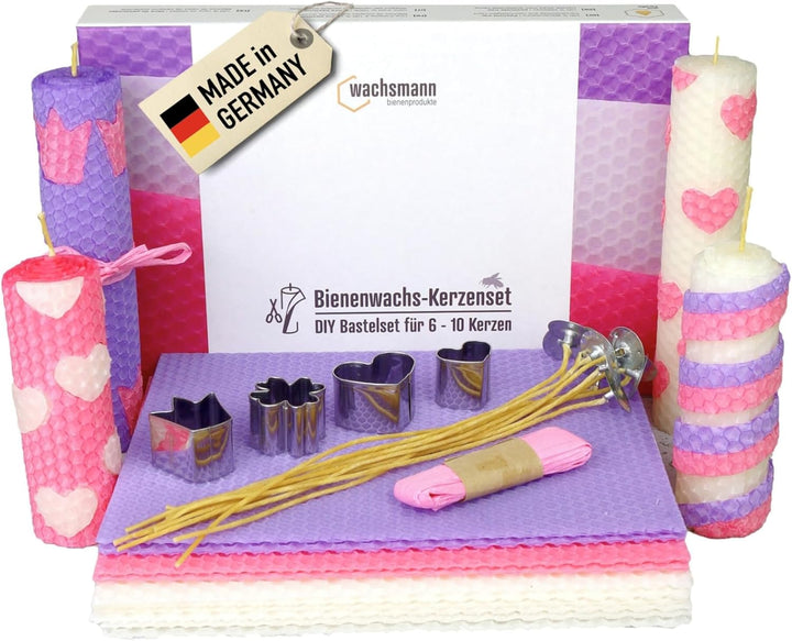 Bienenwachs Kerzen selber machen Set für 10 Bienenwachskerzen, DIY Bastelset bunt für Kinder & Erwac
