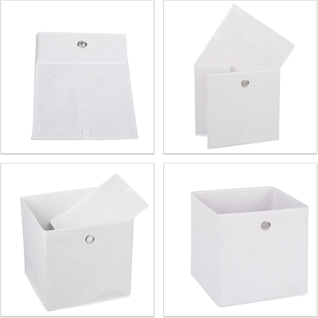 Relaxdays Aufbewahrungsbox 4er Set, Faltbare Regalboxen, HxBxT: 30 x 30 x 30 cm, Grifflöcher, Faltbo
