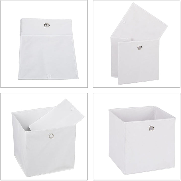 Relaxdays Aufbewahrungsbox 4er Set, Faltbare Regalboxen, HxBxT: 30 x 30 x 30 cm, Grifflöcher, Faltbo