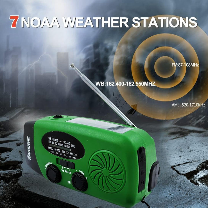 Notfall-Solarradio, tragbares Kurbelradio mit LED-Taschenlampe, wiederaufladbares 5000mAh-Netzteil,