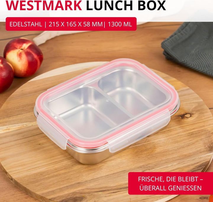Westmark Edelstahl Lunchbox – Auslaufsichere Brotdose – Mikrowellen- & Ofenfest, BPA-frei – Bento Bo