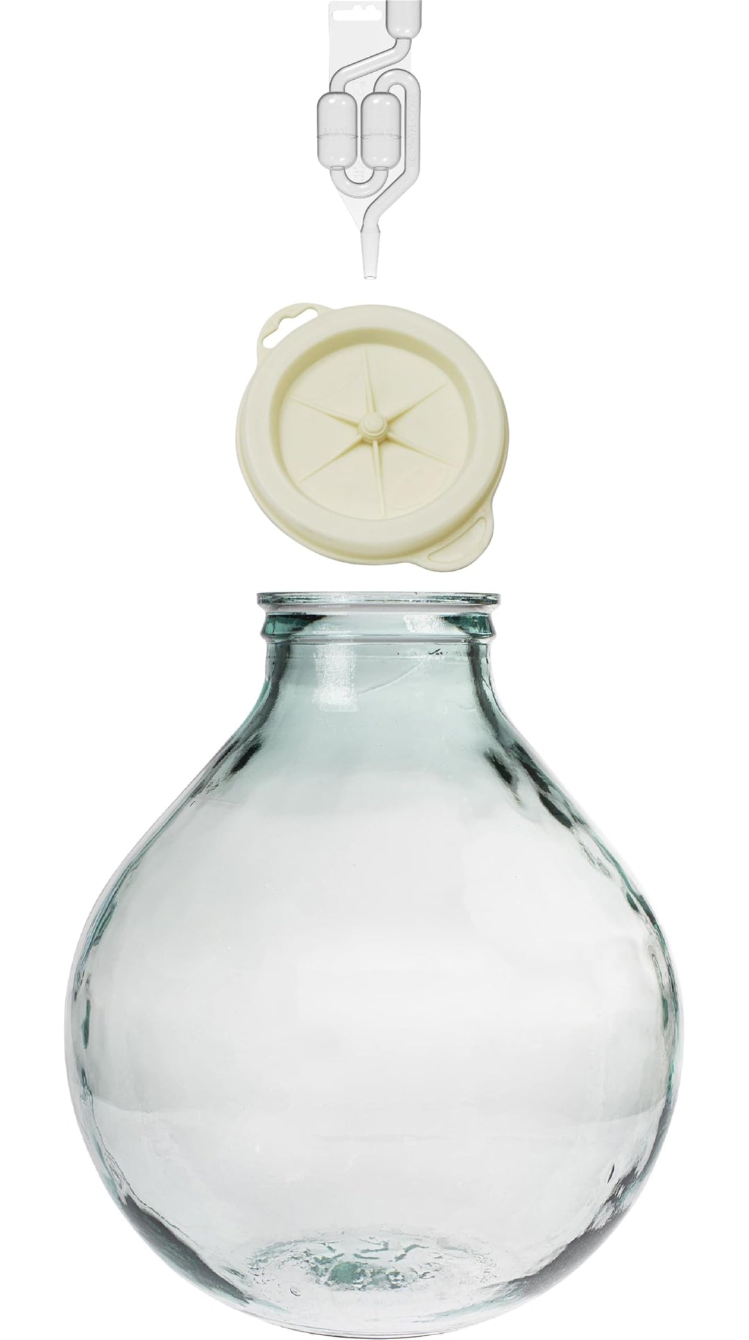Glasballon Set +Gummikappe+ GÄRRÖHRCHEN Weinballon Flasche Glasflasche Gallone Gärbehälter Glasgärba