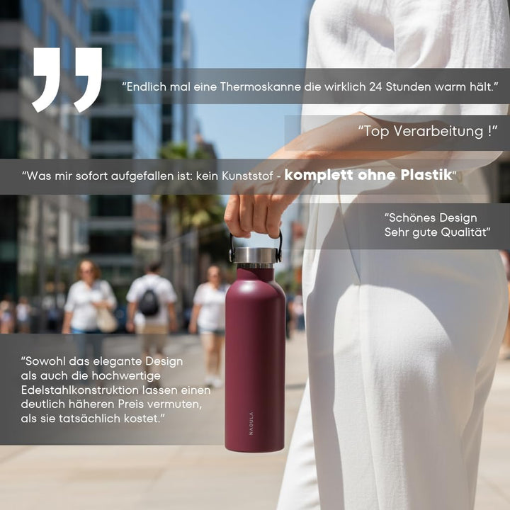 Thermosflasche 500ml mit Tragegriff und abnehmbarem Sieb f Tee od Früchte. Edelstahl Trinkflasche au