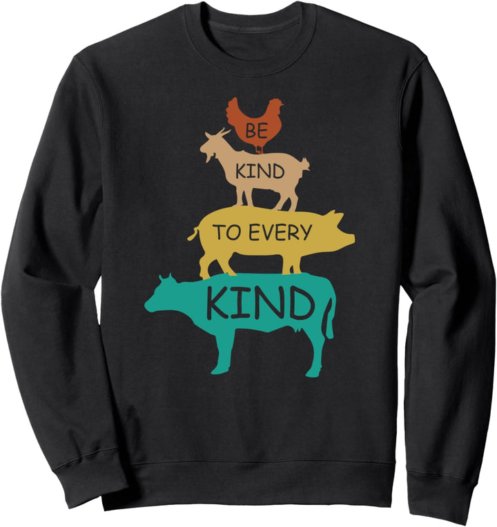 Be Kind To Every Kind Retro Vintage Funny Vegetarian Vegan Sweatshirt
