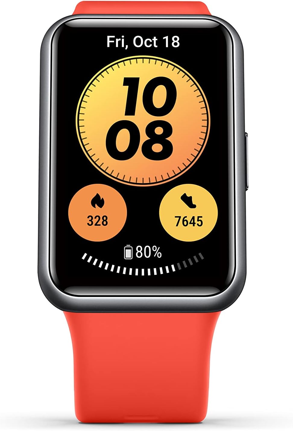 HUAWEI Watch FIT New Smartwatch, schwarz, Silikonarmband in Pomelo Red