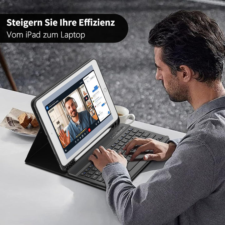 TQQ Tastatur Hülle für iPad 10.2 Zoll (9/8/7 Generation), für iPad Air 3rd und iPad Pro 10.5, Wieder