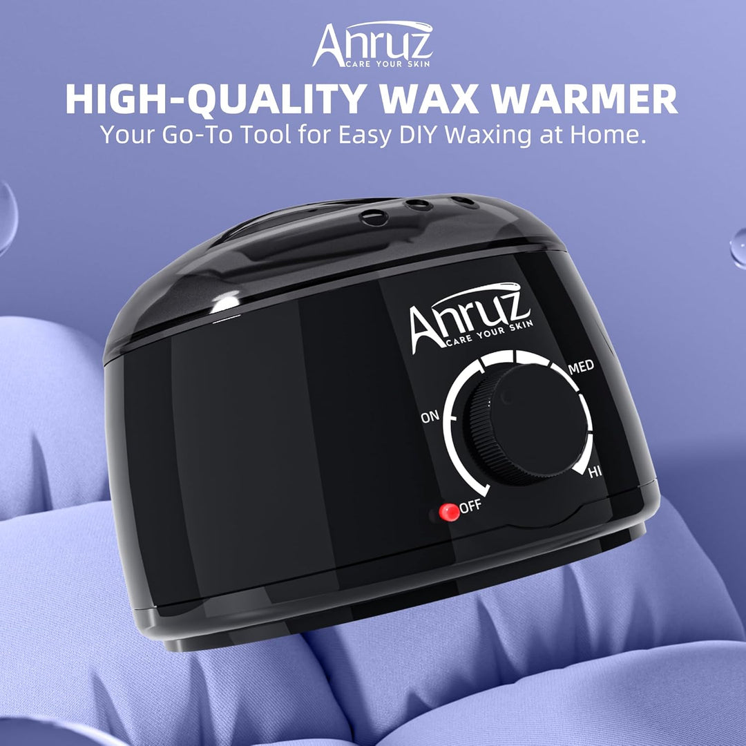 ANRUZ Waxing Set- A1-Black Wachswärmer Wachs Haarentfernung mit 400g Wachsperlen,Silikonschale und 2