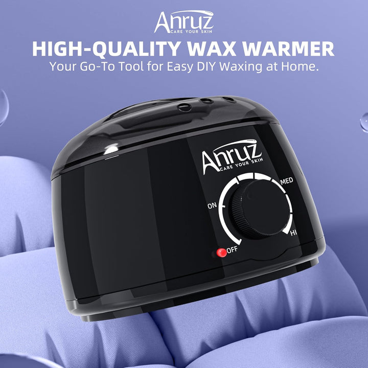 ANRUZ Waxing Set- A1-Black Wachswärmer Wachs Haarentfernung mit 400g Wachsperlen,Silikonschale und 2
