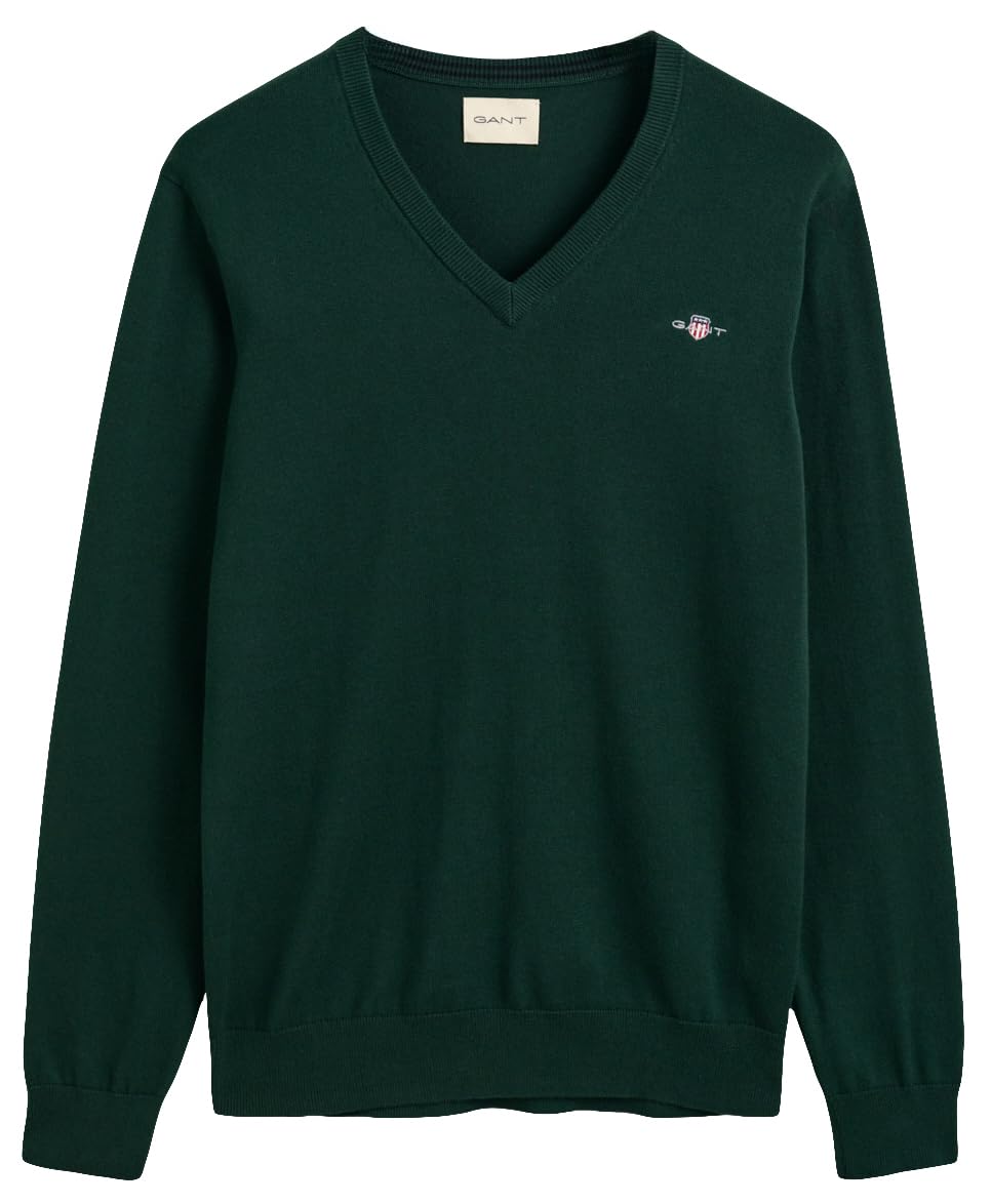 Gant Herren Classic Cotton V-Neck Pullover 3XL Tartan Green, 3XL Tartan Green