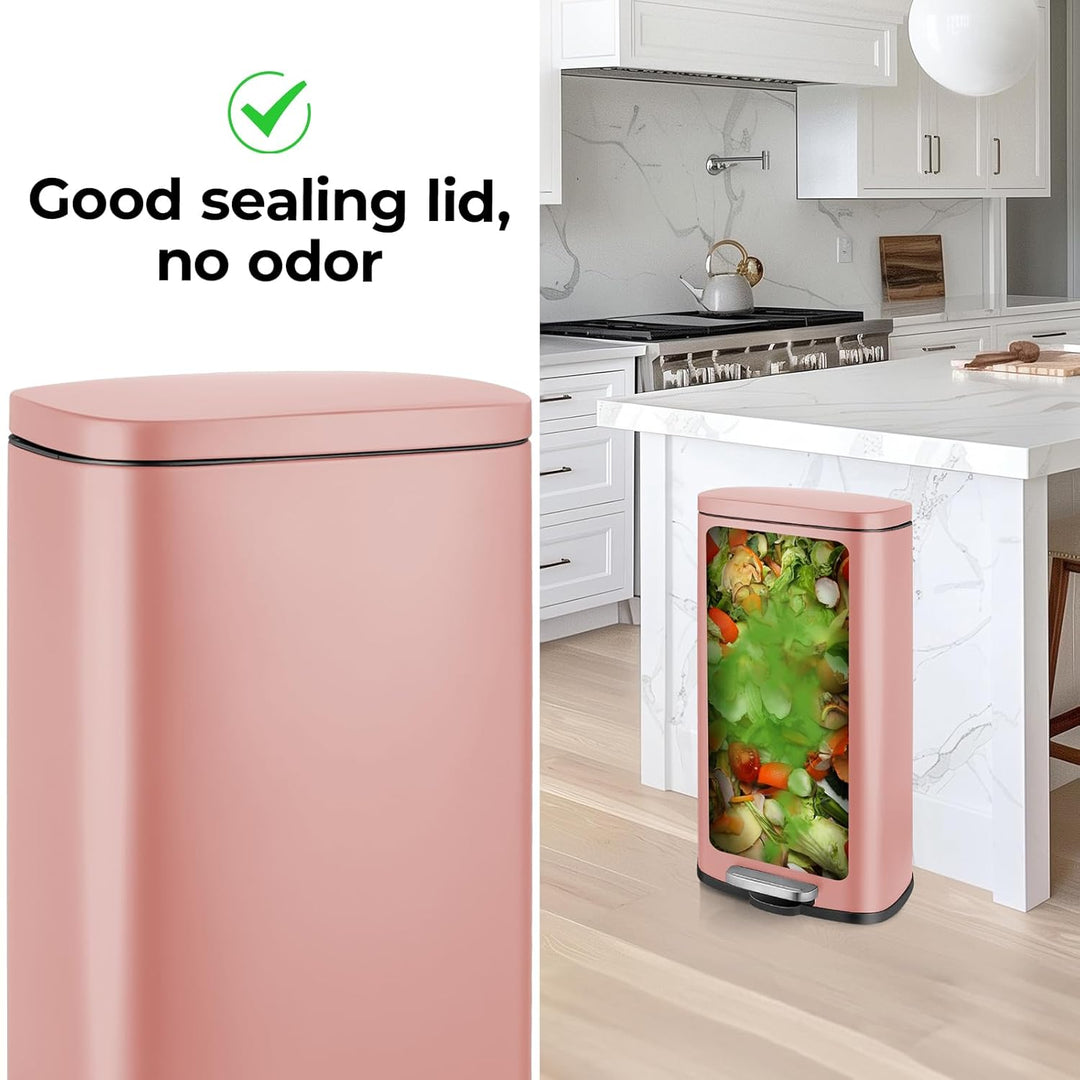 LIFERUN Mülleimer Küche 30l, Abfalleimer mit Deckel, Softclose Treteimer aus Stahl, mit Inneneimer f