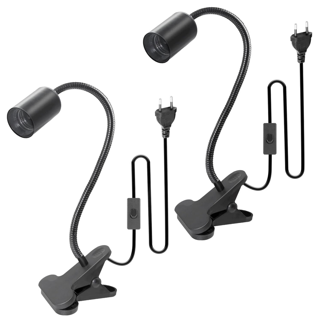 WPQIUZS 2 Stück E27 Klemmleuchte 360°Verstellbarer Schwanenhals Lampe Klemmlampe Lampenfassung mit C