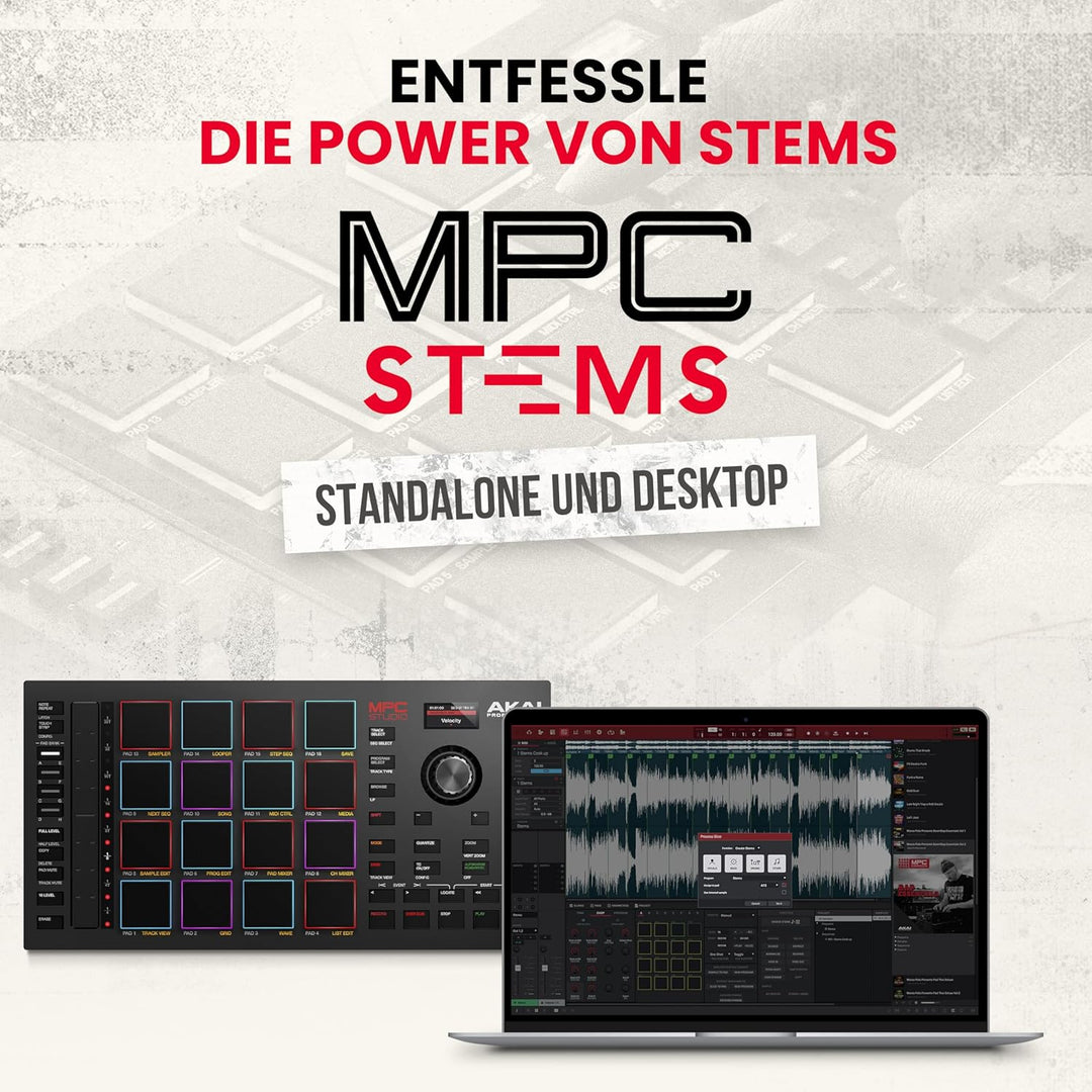 Akai Professional MPC Studio - MIDI-Controller Beat Maker mit 16 anschlagsdynamischen RGB Pads, MPC