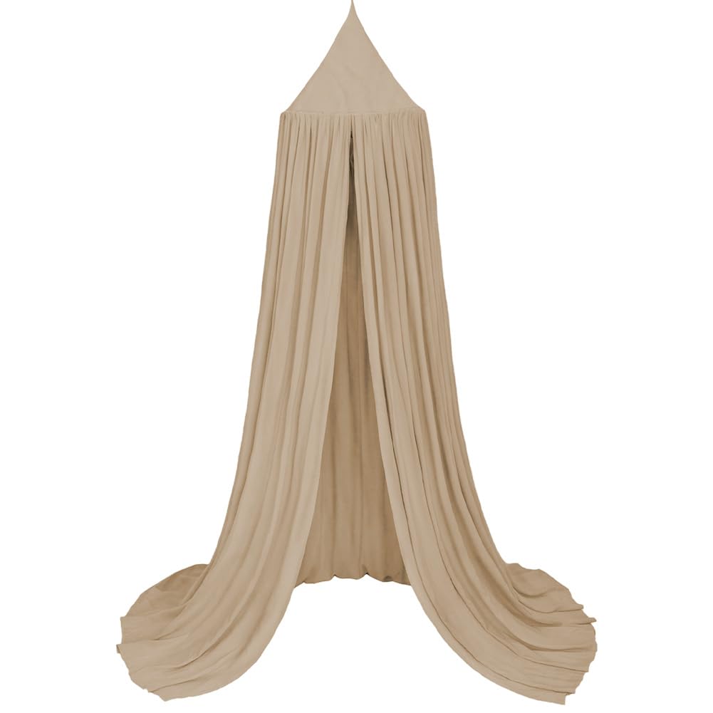 Betthimmel Babybett aus 100% Baumwolle Handmade, Betthimmel Moskitonetz 245x270 cm, Beige, Beige