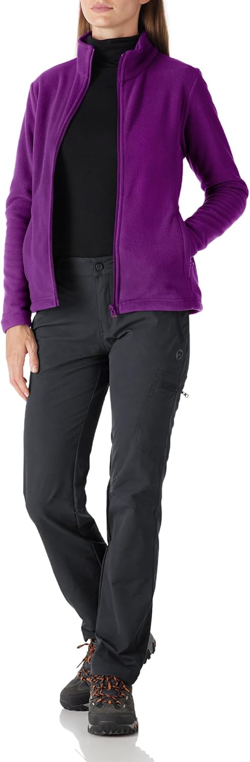 Outdoor Ventures Damen Fleecejacke mit Durchgehendem Reissverschluss Stehkragen Frauen Leichte Fleec