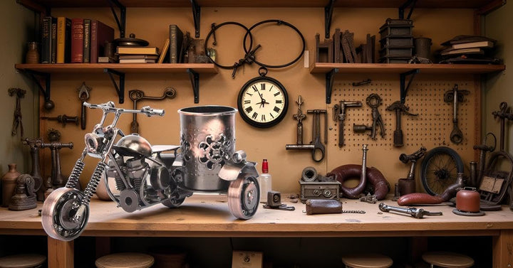 Hztyyier Motorrad Metall Stifthalter, Kreative Büro Desktop Zubehör Geschenkidee, Männergeschenk für