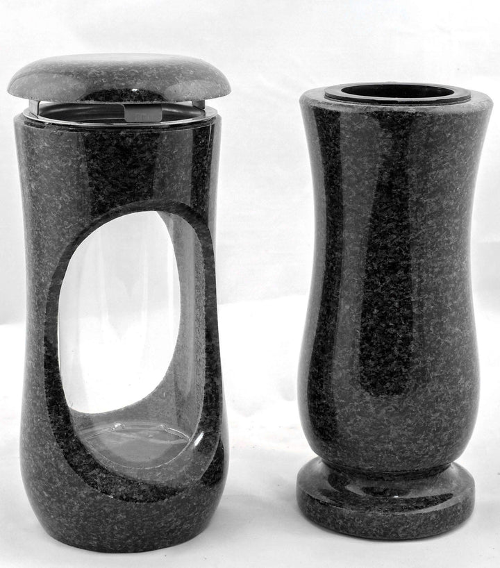 designgrab Design small Grablampe mit Vase aus Granit Nero Impala/Astor anthrazit