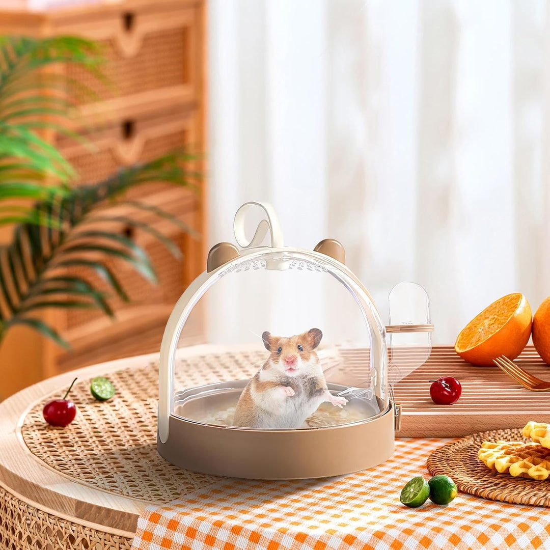 Portable Hamster Carrier Cage | Small Animal Travel Cage with Water Bottle | Ventilated Hamster Cage