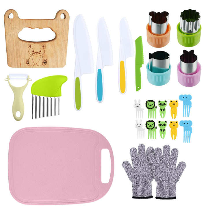 Vicloon Kinder-Küchenmesser-Set,24 Stück Kindermesser zum Schneiden und Kochen, Kinder Sicherheit Ko