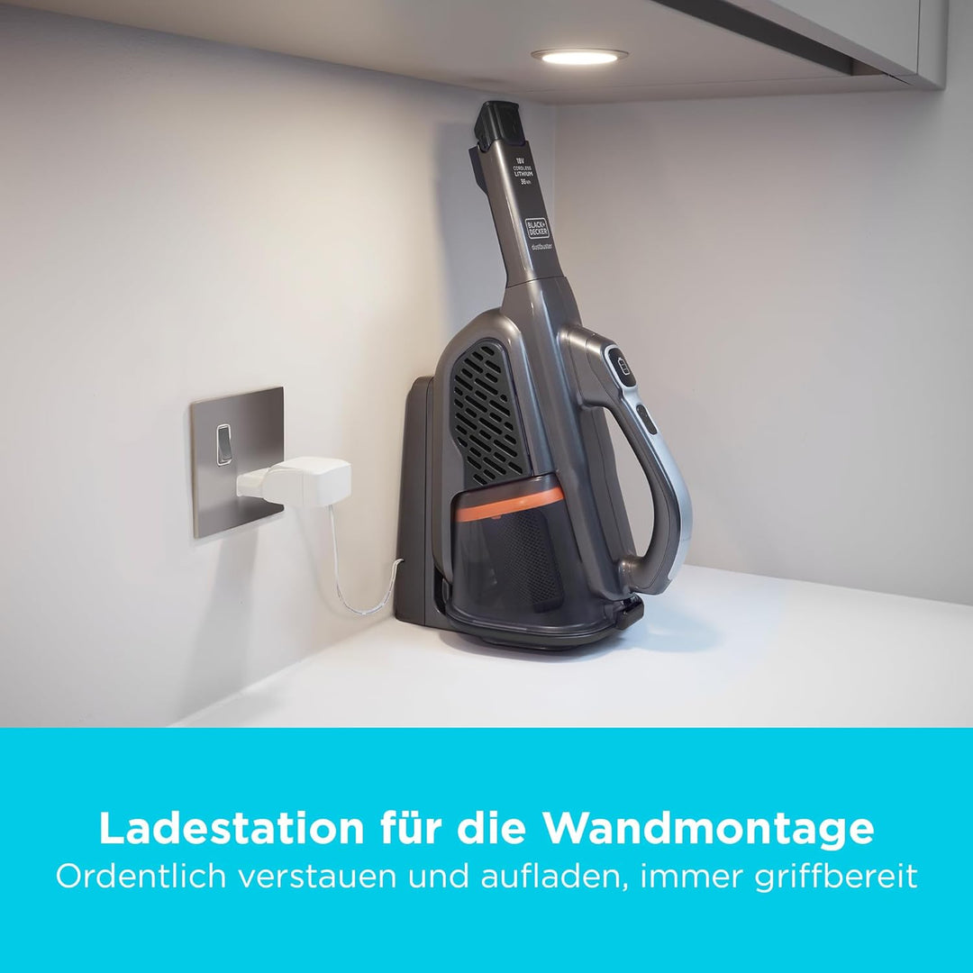 BLACK+DECKER 18 V Akku-Handstaubsauger mit 36 Wh Akku und Ladestation, BHHV520BT-QW 36 Wh mit Basis