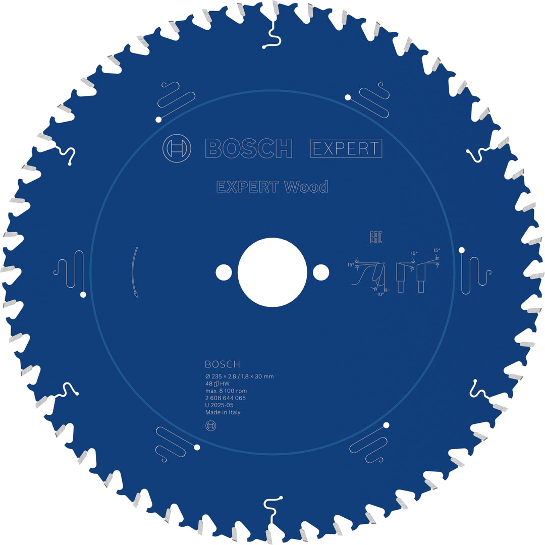Bosch Professional 1x Kreissägeblatt Expert for Wood (Holz, Sägeblatt Ø 235 x 30 x 2,8 mm, 48 Zähne,