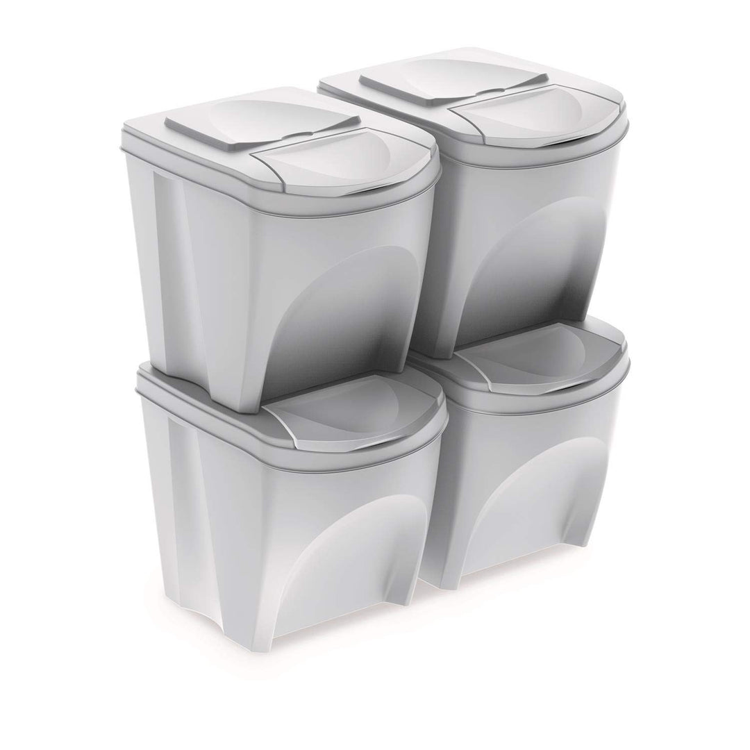 Sortibox 4er Set Mülleimer Abfalleimer Küche (80 Liter 4x25L) Papierkorb Behälter Abfallsammler Müll