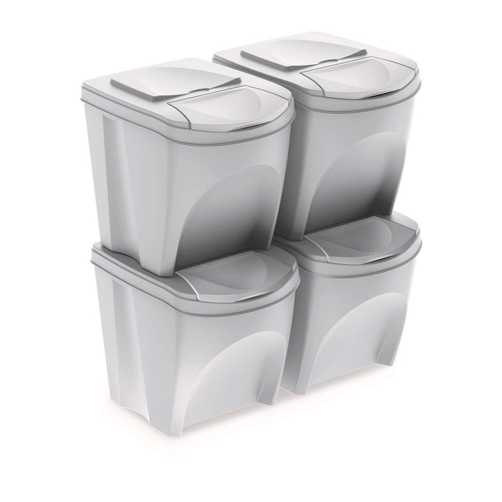 Sortibox 4er Set Mülleimer Abfalleimer Küche (80 Liter 4x25L) Papierkorb Behälter Abfallsammler Müll