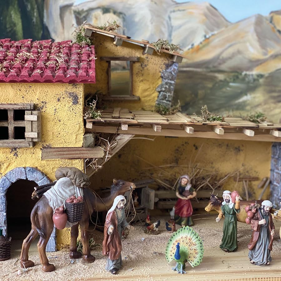 FADEDA 2X Kamel mit Treiber/Höhe:9 cm/handbemalt/detailgetreue Krippen Figuren - Weihnachten Tisch D