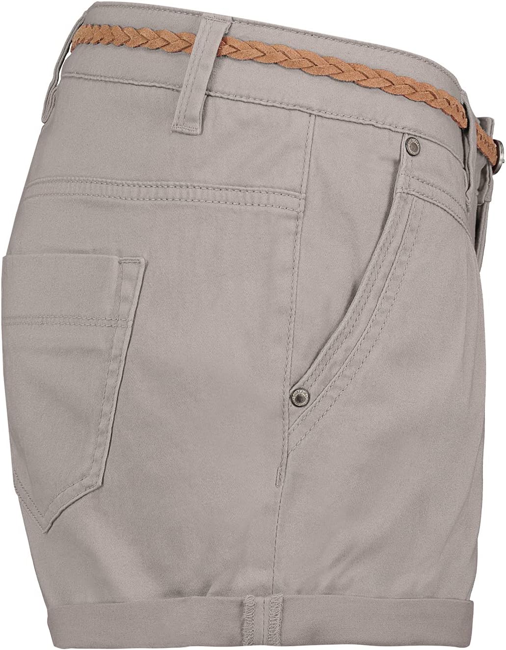 Sublevel Damen Kurze Hose Stretch-Shorts mit Flecht-Gürtel XS Light-grey, XS Light-grey