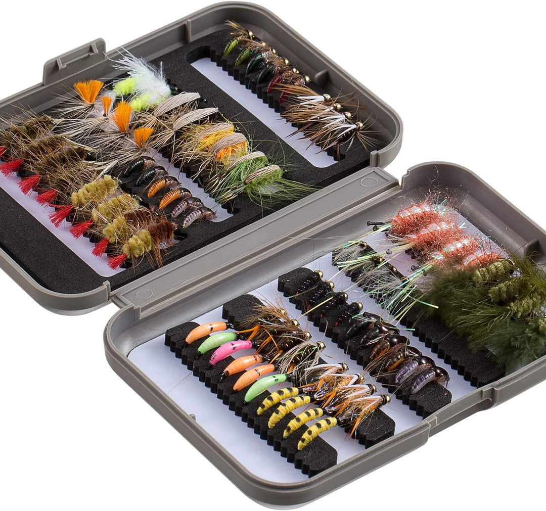 BASSDASH Trout Steelhead Salmon Fishing Flies Barbed Barbless Fly Hooks Include Dry Wet Flies Nymphs