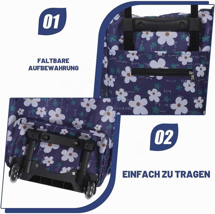 Faltbarer Einkaufstrolley Treppensteiger mit Ergonomischem Griff Leichtes Klappbares Einkaufswagen f