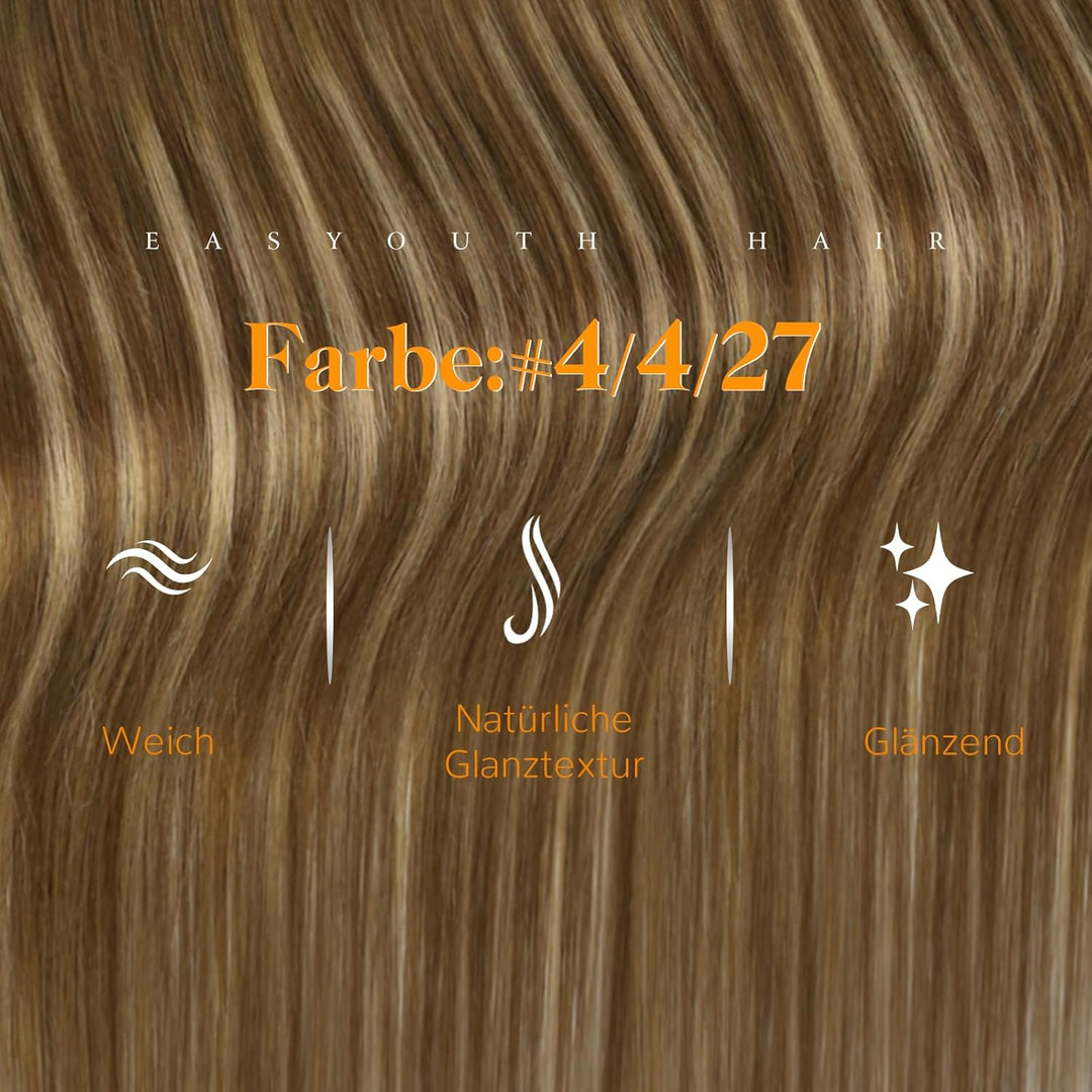 Easyouth Haar Extensions Tape Echthaar Skin Weft Band in Extensions Farbe Mittelbraun Mix Honigblond