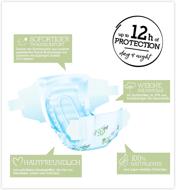 Moltex Pure & Nature Öko Windeln Grösse 4 Maxi (9-15 kg) Monatsbox - 174 Bio