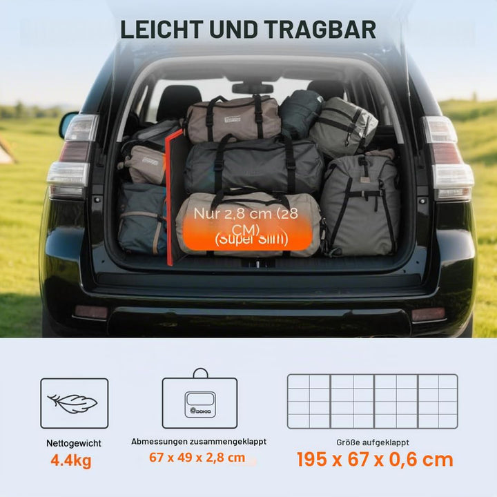 DOKIO 200W 18V Faltbar Solar Panel Kit Monokristallines Mit Solarladeregler Und PV-Kabel (Für 12V Kf