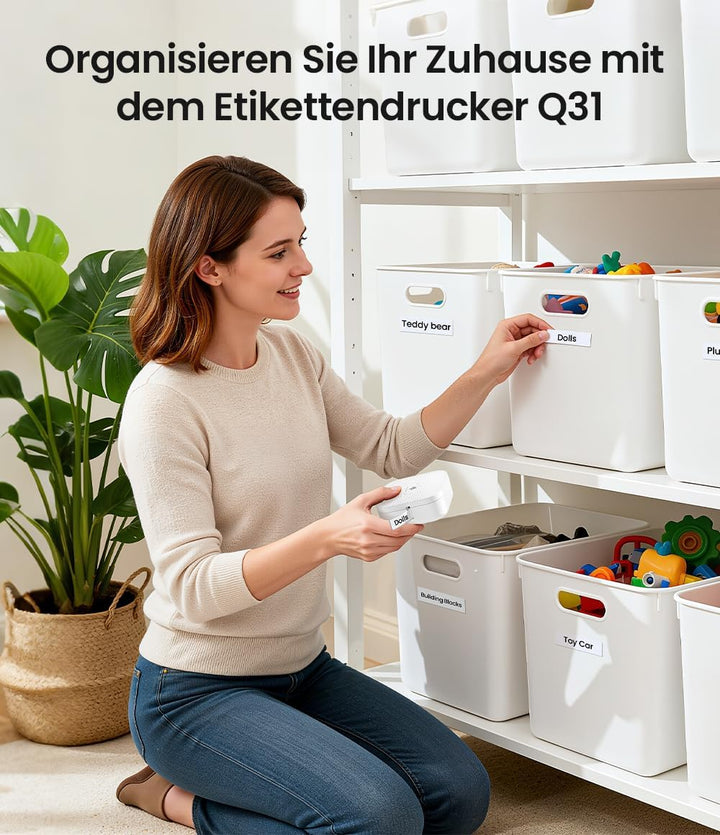 Phomemo Q31 Tragbares Etikettiergerät Mini Labelmaker, Bluetooth Labeldrucker für iOS & Android, Bes