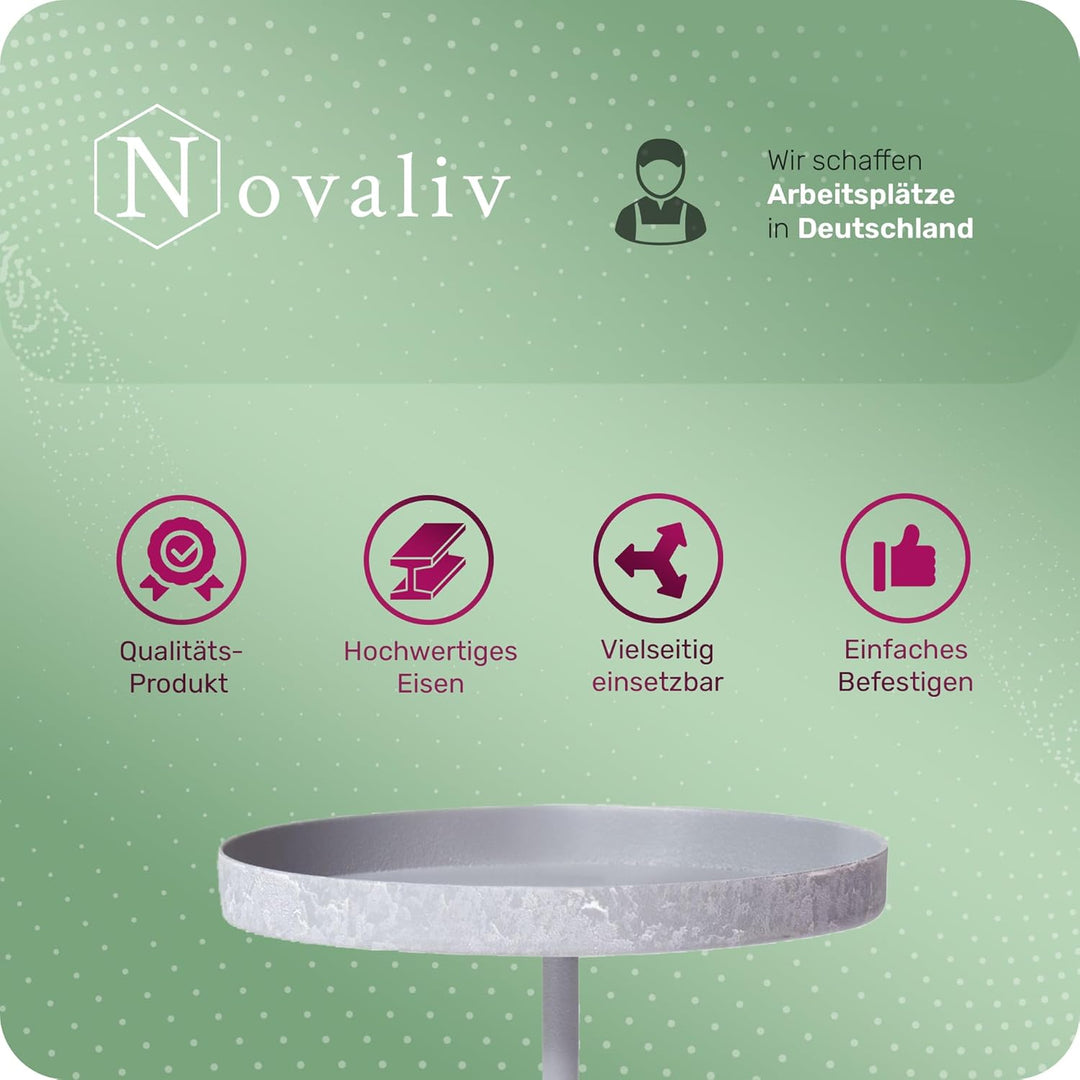Novaliv 4X Kerzenpick Flach 8 cm GRAU Kerzenhalter für Adventskranz Kerzenpin Weihnachtskranz, 4