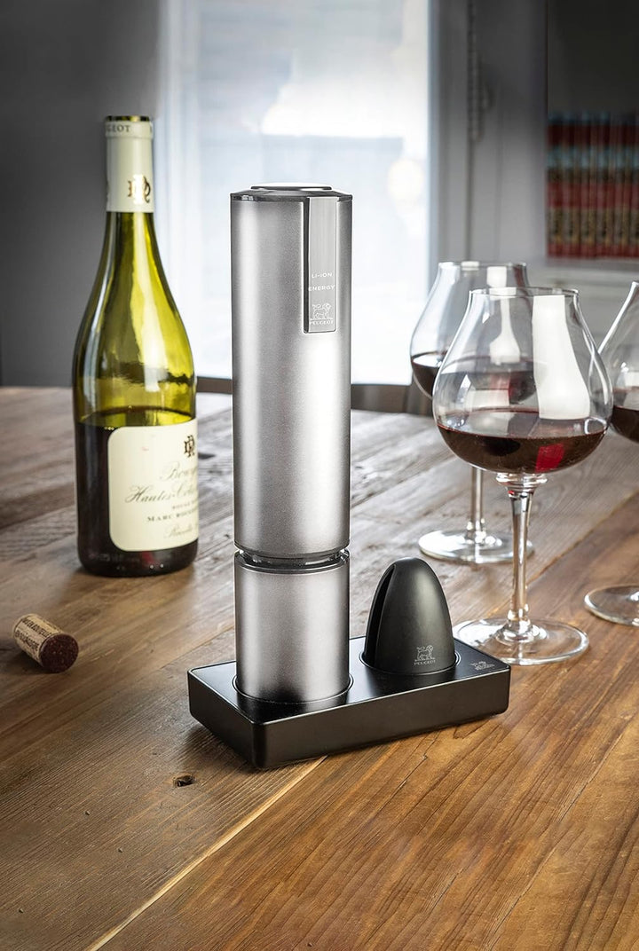 PEUGEOT - Elis Touch - Elektrischer, wiederaufladbarer Korkenzieher aus Edelstahl und ABS + Ladestat