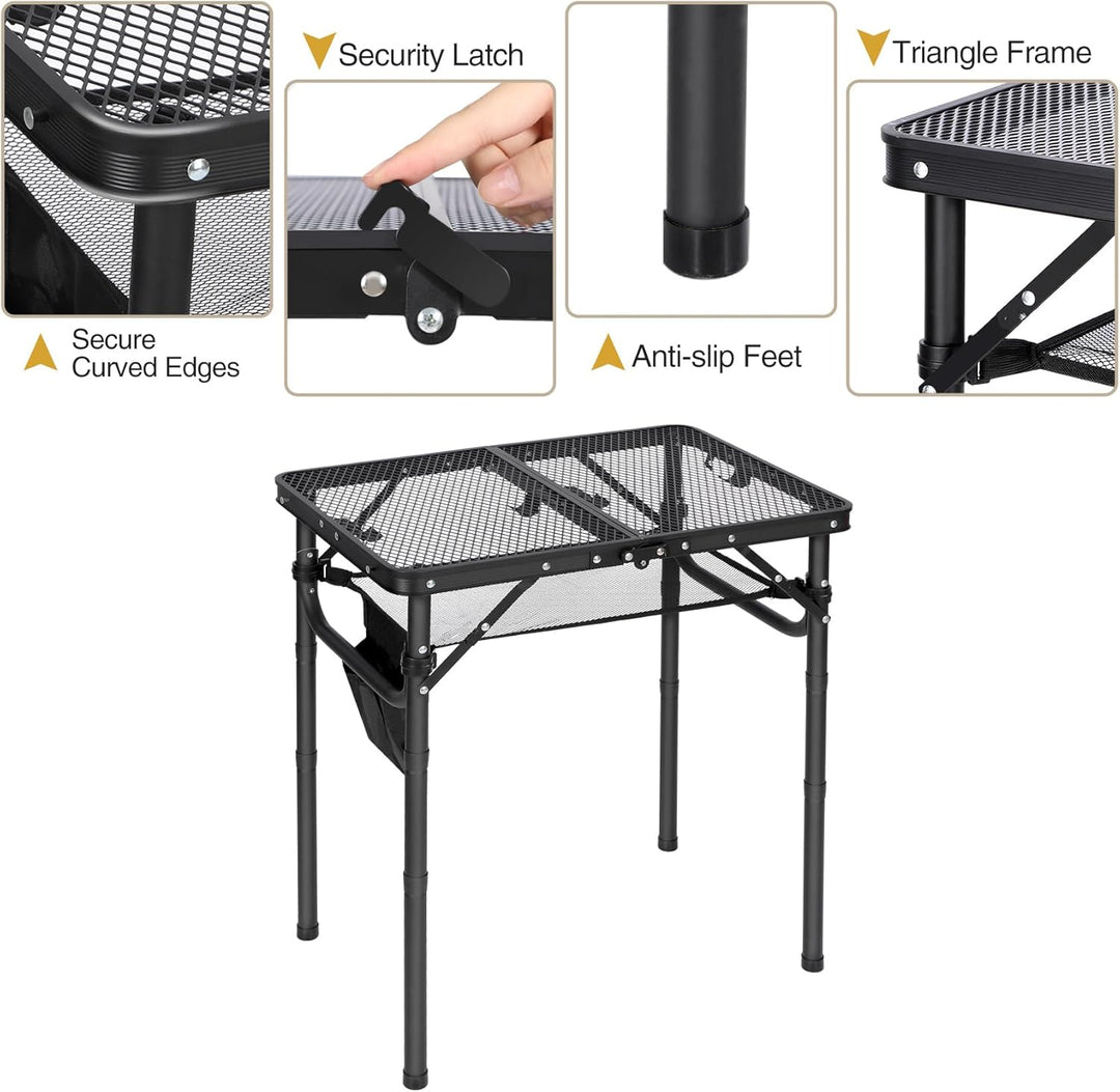 REDCAMP Tragbarer Grilltisch mit Mesh Desktop, 60 x 40cm Leichter Faltbarer Klappbarer Campingtisch