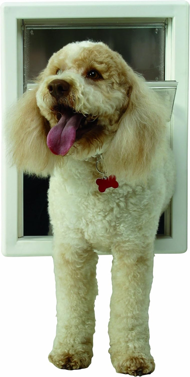 Perfect Pet Multi-Flex-Haustiertür, mittelgross, 16,2 x 28,6 cm Klappengrösse Weiss/Opulenter Garten