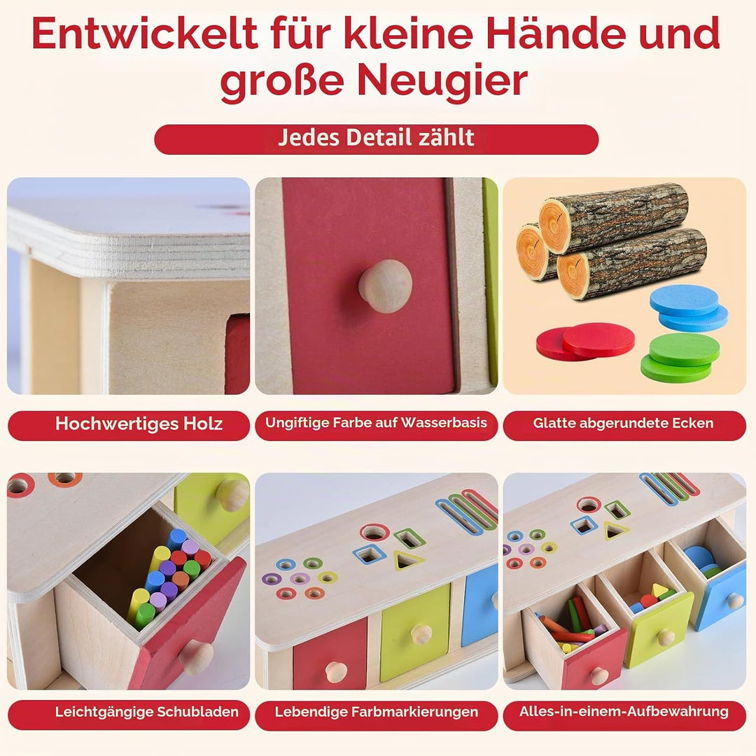 Montessori Spielzeug ab 1 Jahr Mädchen Jungen, Holzspielzeug ab 1 Jahr, Motorik Spielzeug &amp; Steckspi