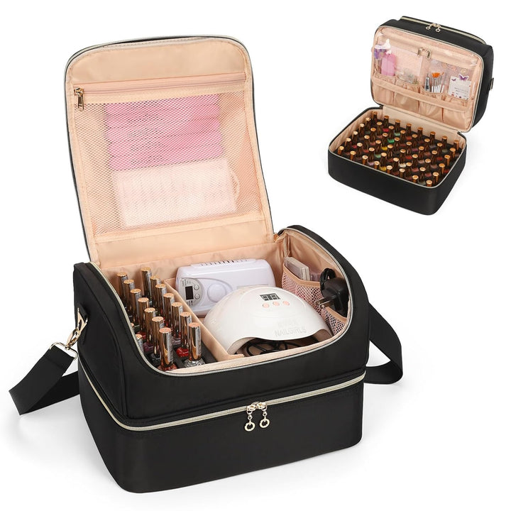 Nagellackaufbewahrung, Doppelschicht Nagellack Organizer Tasche Reise Nagellack Aufbewahrungsbox für