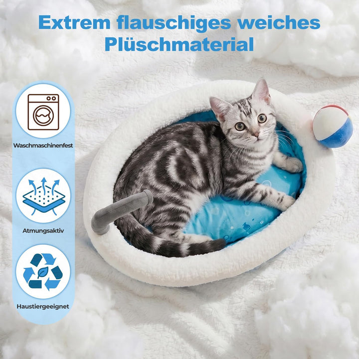 Katzenbett Katzenkissen, Hundebett Kleine Hunde, 58x40x18cm | Badewanne-Korb mit Hohem Rand, Flausch