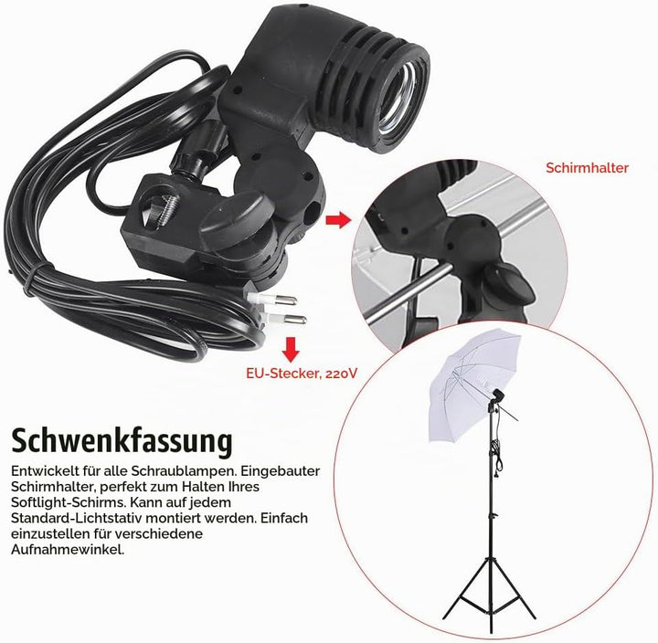 Andoer Fotostudio Set, 1.8M x 2.7M Hintergrund Stützsystem (Grün Schwarz Weiss) mit Softbox, Dauerli