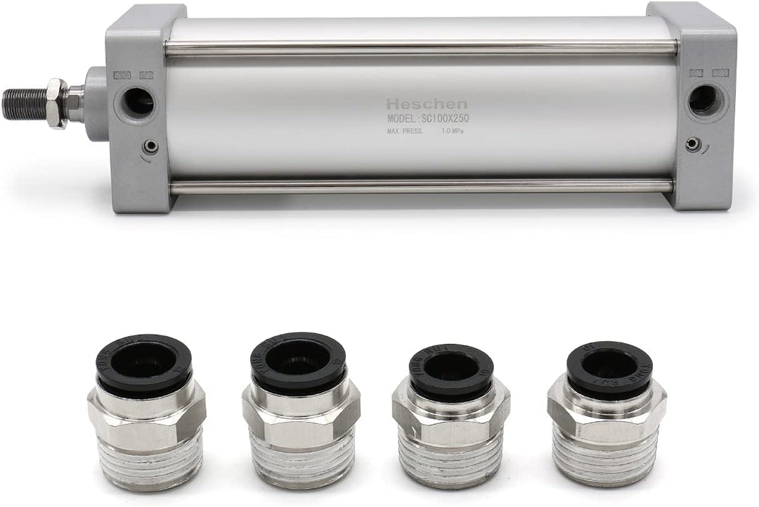Heschen Pneumatischer Standard-Luftdruckzylinder, SC 100-250, PT1/2 Anschluss, 100mm Bohrung, 250mm