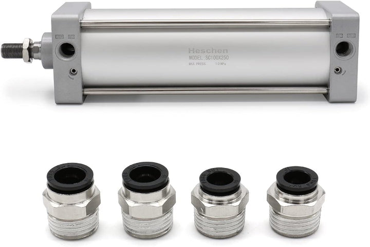 Heschen Pneumatischer Standard-Luftdruckzylinder, SC 100-250, PT1/2 Anschluss, 100mm Bohrung, 250mm